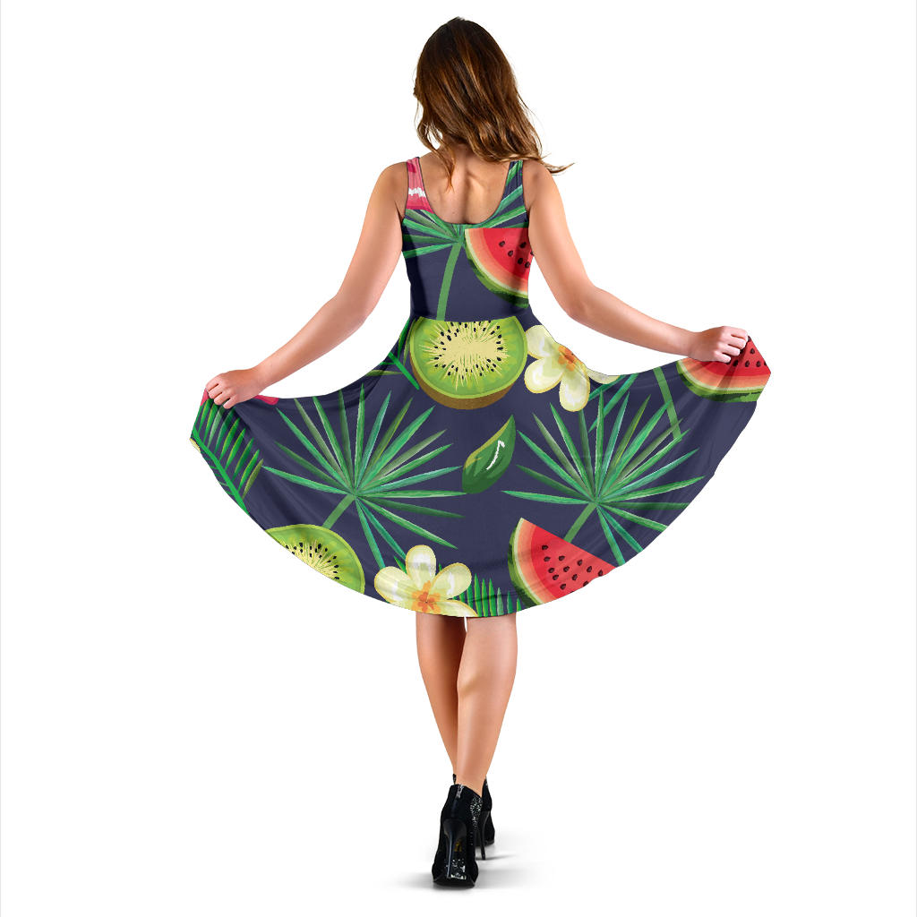 Tropical Fruits Pattern Print Design TF05 Midi Dress