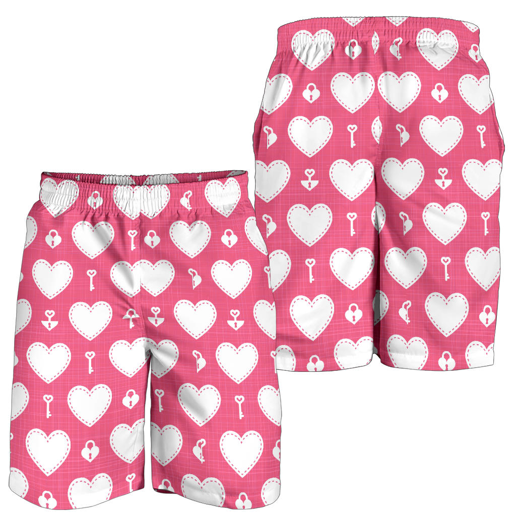 Heart Key Pattern Print Design HE09 Mens Shorts