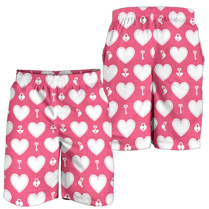 Heart Key Pattern Print Design HE09 Mens Shorts