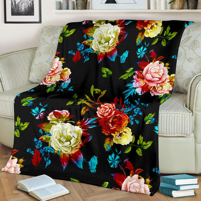 Peony Pattern Print Design PE07 Fleece Blanket