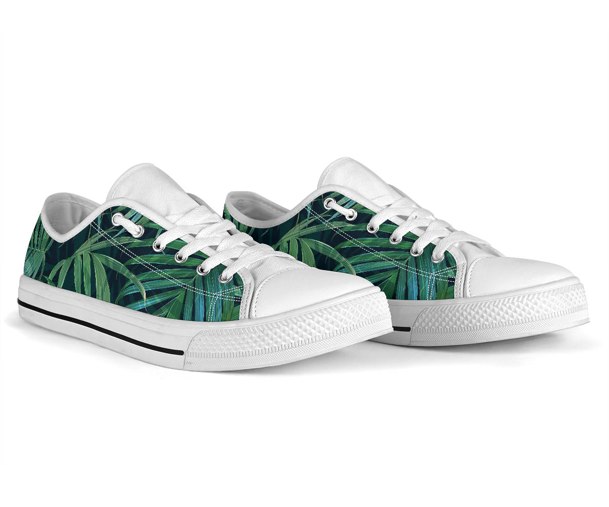 Tropical Flower Pattern Print Design TF011 White Bottom Low Top Shoes
