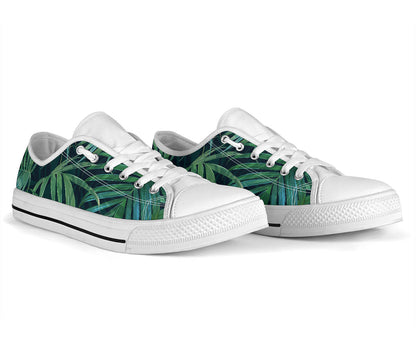 Tropical Flower Pattern Print Design TF011 White Bottom Low Top Shoes