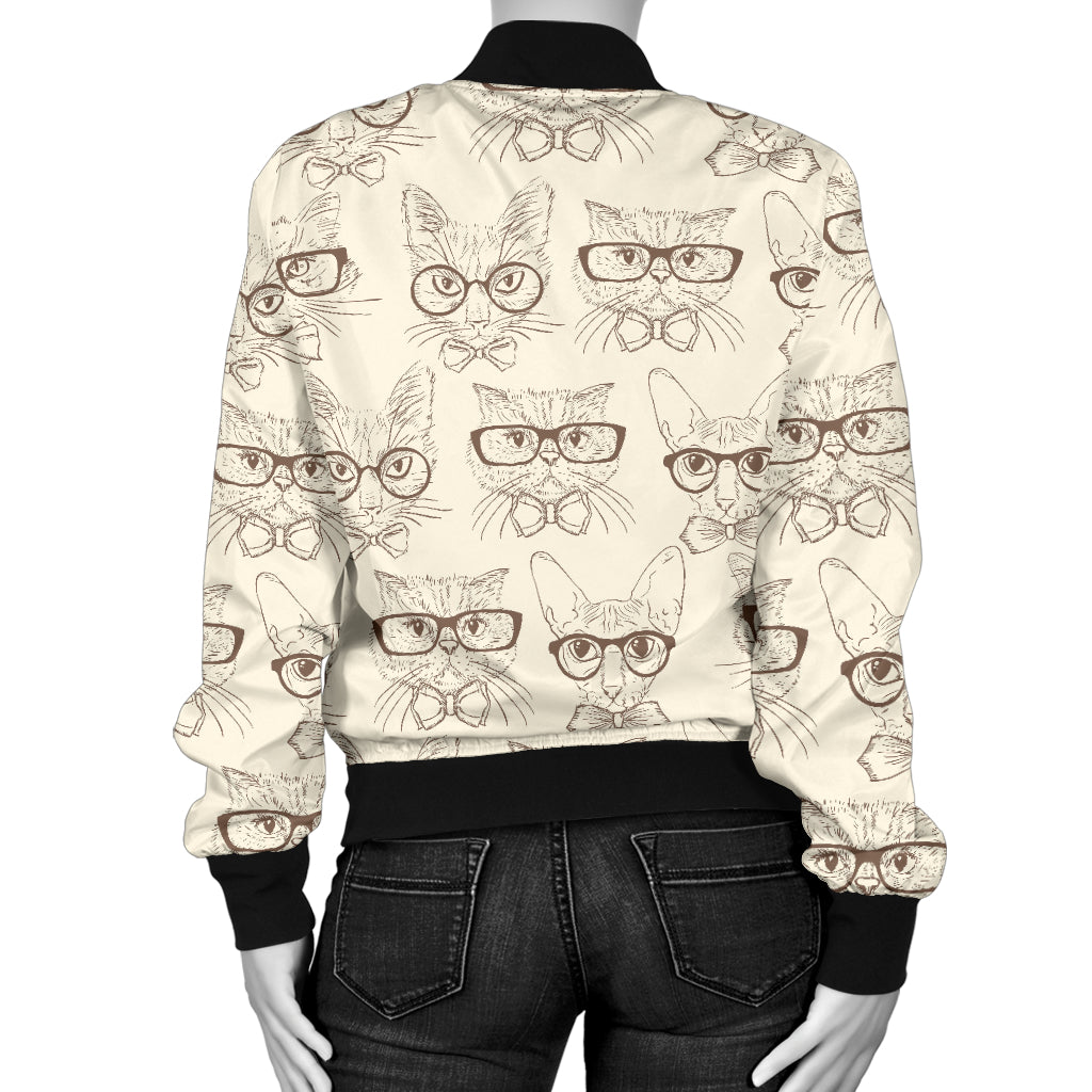 Cat Pattern Print Design 02 Women's Bomber Jacket