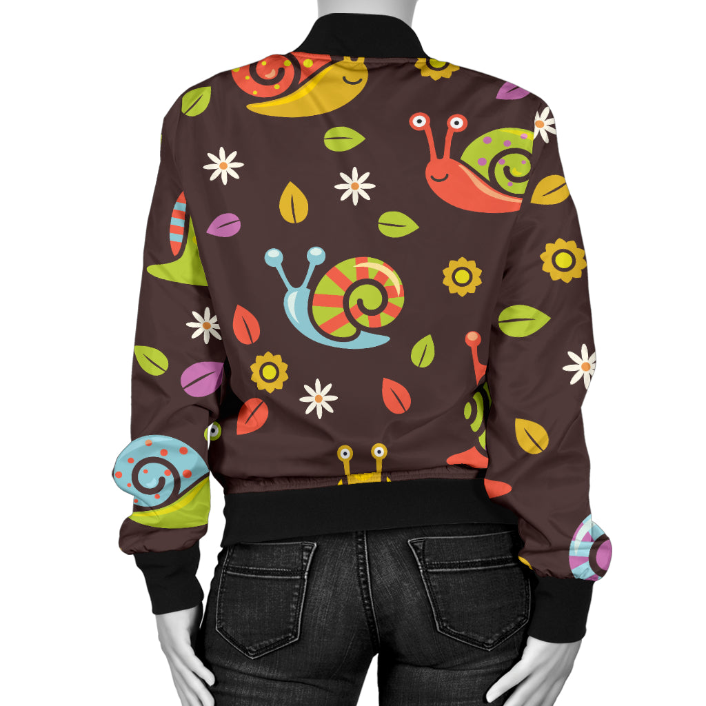 Snail Pattern Print Design 01 Women's Bomber Jacket