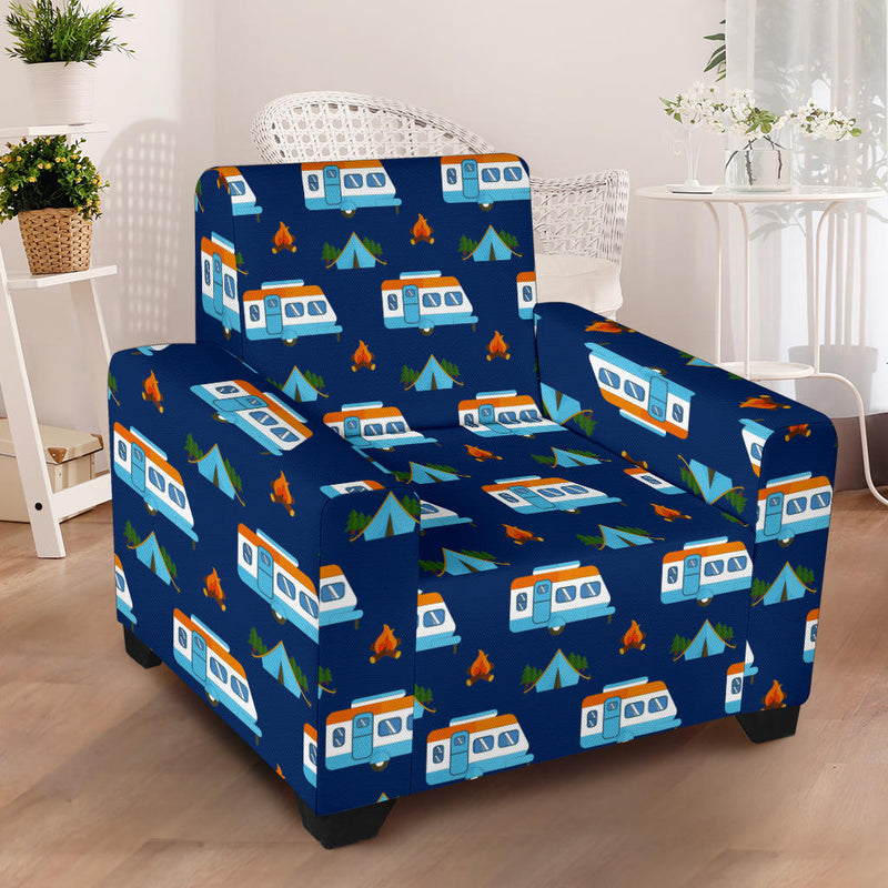 Camper Pattern Camping Themed No 3 Print Armchair Slipcover