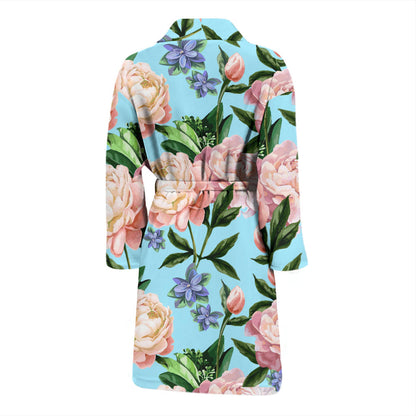 Peony Pattern Print Design PE02 Men Bathrobe