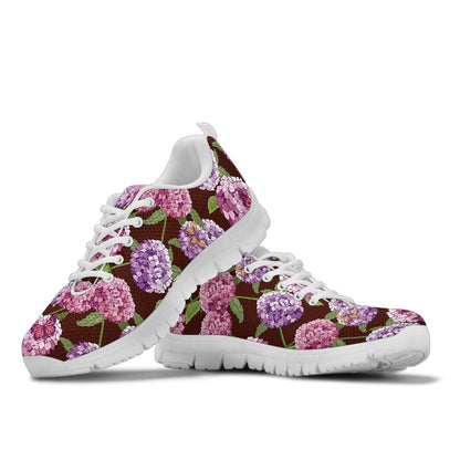 Hydrangea Pattern Print Design HD08 Sneakers White Bottom Shoes