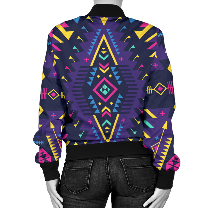 Aztec Pattern Print Design 07 Women's Bomber Jacket