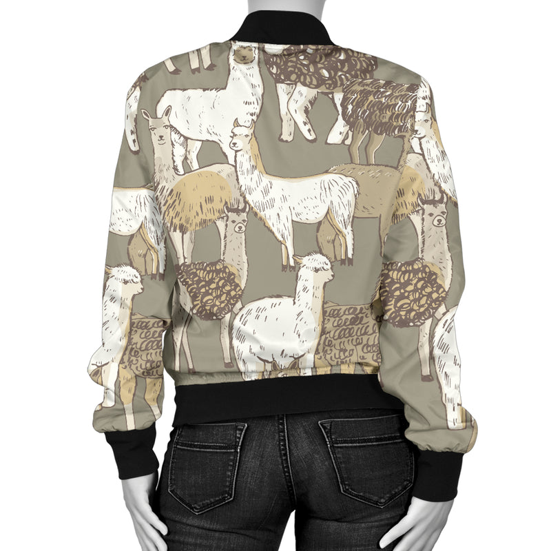 Alpaca Pattern Print Design 01 Women's Bomber Jacket