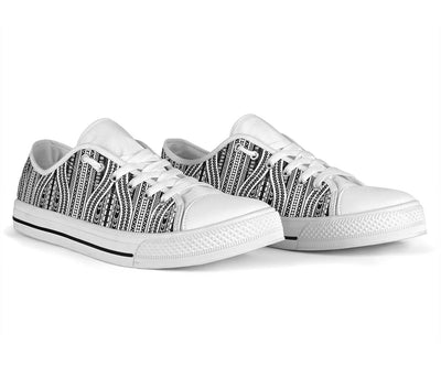 Polynesian Tribal Style White Bottom Low Top Shoes