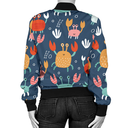 Crab Pattern Print Design 05 Women's Bomber Jacket
