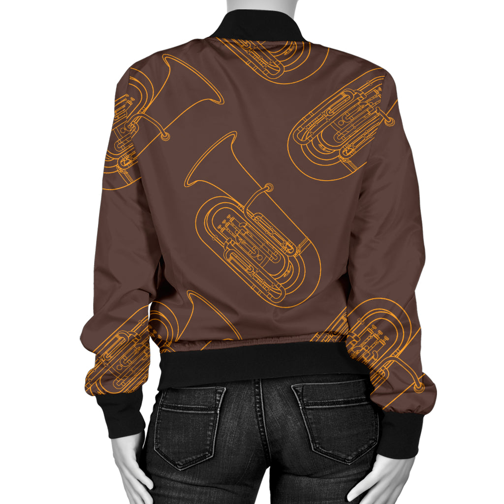 Tuba Pattern Print Design 02 Women's Bomber Jacket