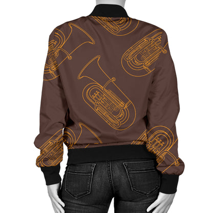 Tuba Pattern Print Design 02 Women's Bomber Jacket