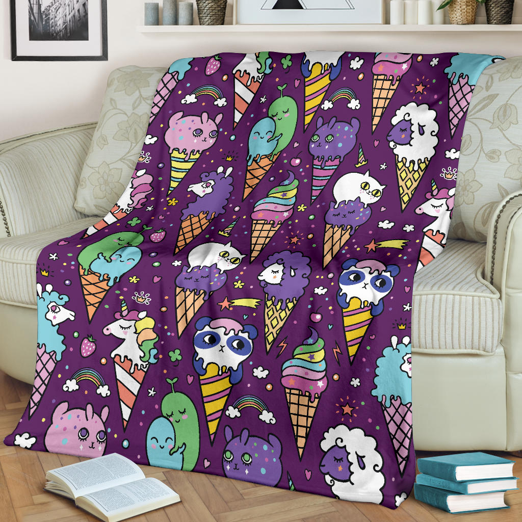 Ice Cream Pattern Print Design IC07 Fleece Blanket