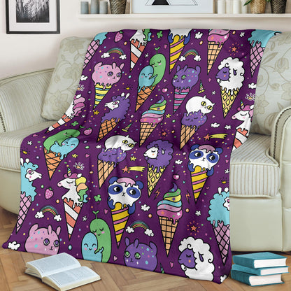 Ice Cream Pattern Print Design IC07 Fleece Blanket