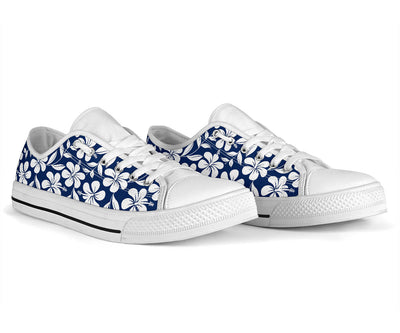 Hibiscus Pattern Print Design HB031 White Bottom Low Top Shoes