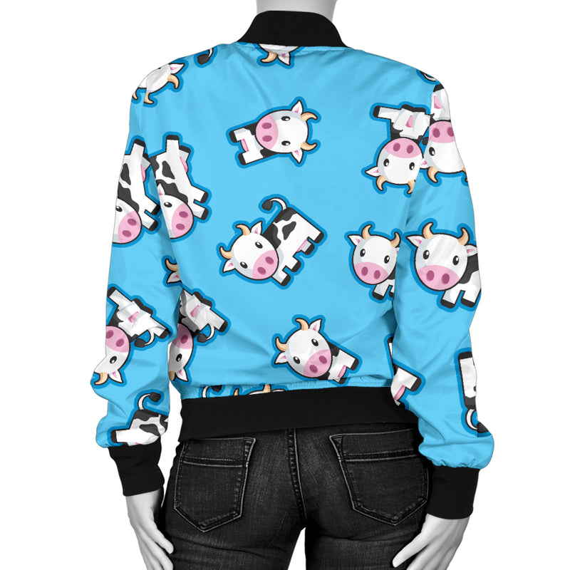 Cow Pattern Print Design 01 Women's Bomber Jacket