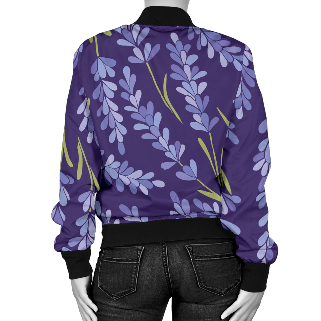 Lavender Pattern Print Design 03 Women's Bomber Jacket
