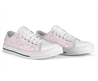 Polar Bear Pattern Print Design PB09 White Bottom Low Top Shoes