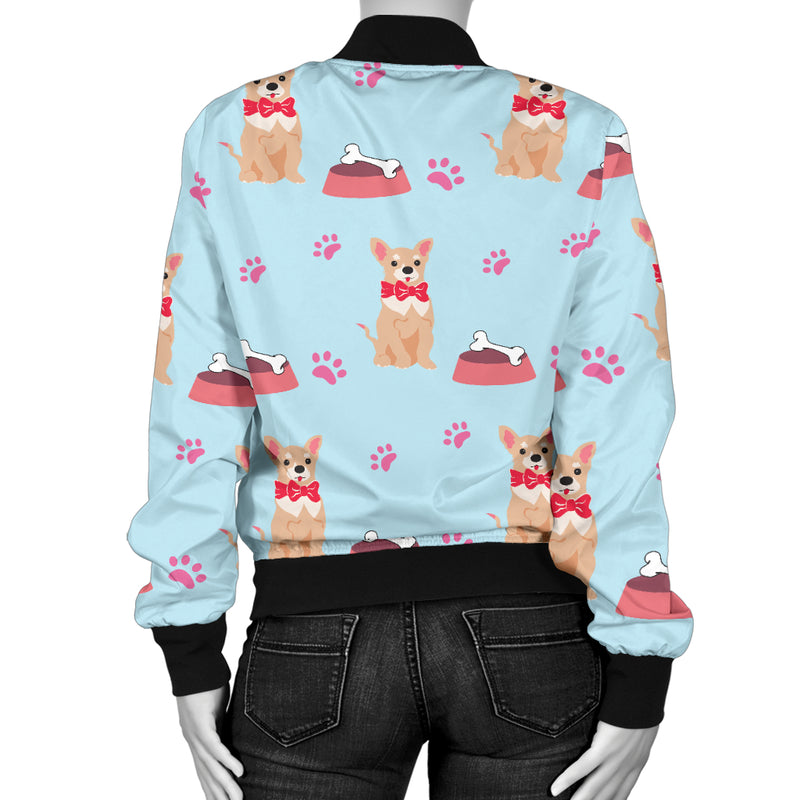 Chihuahua Pattern Print Design 05 Women's Bomber Jacket