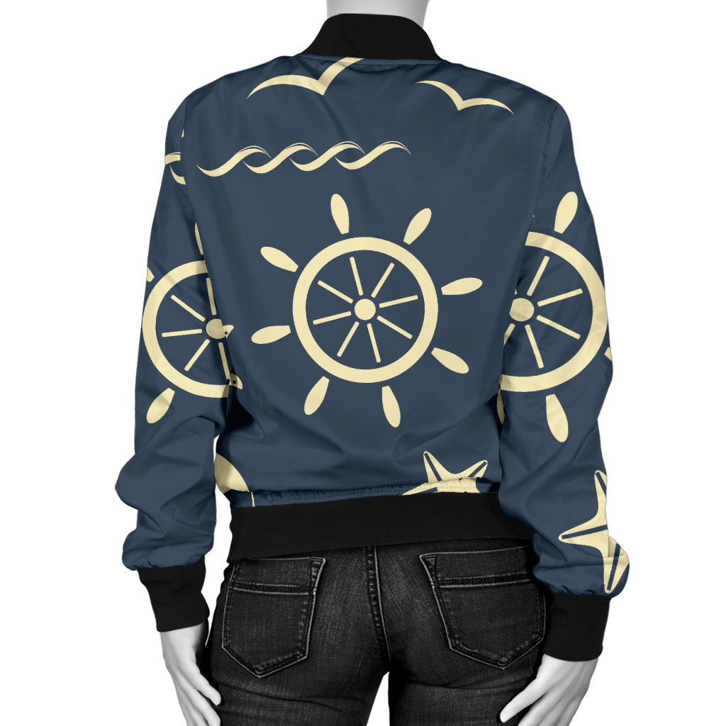 Nautical Pattern Print Design A01 Women's Bomber Jacket