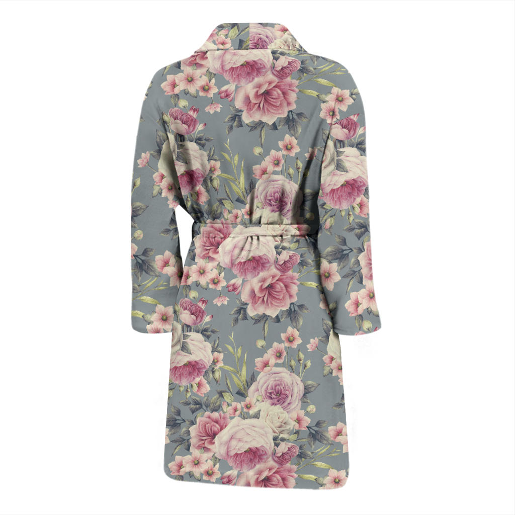 Peony Pattern Print Design PE05 Men Bathrobe