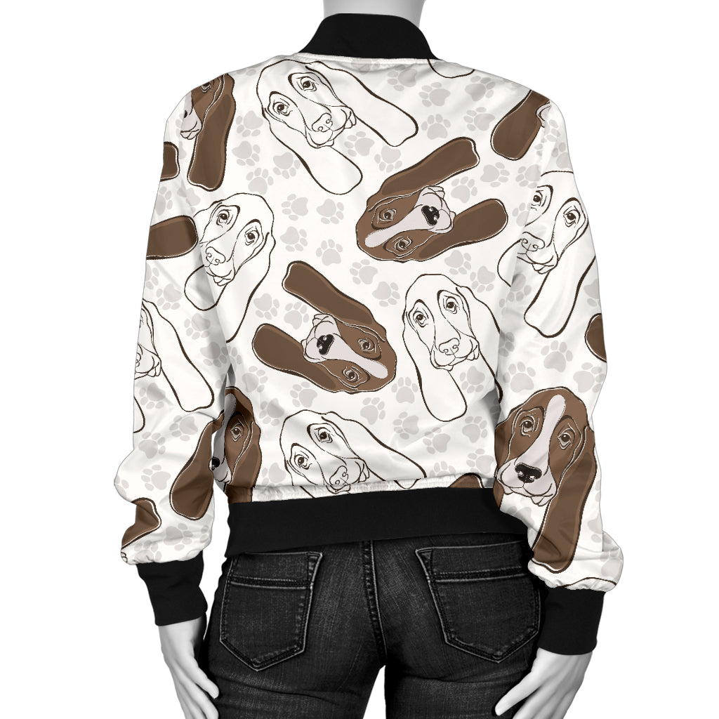 Basset Hound Pattern Print Design 01 Women's Bomber Jacket