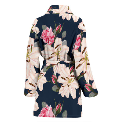 Lily Pattern Print Design LY04 Women Bathrobe