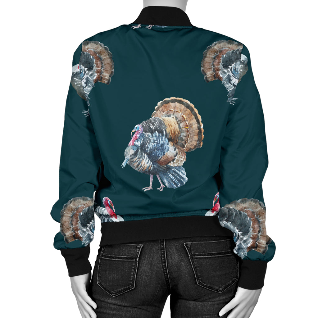 Turkey Pattern Print Design 03 Women's Bomber Jacket