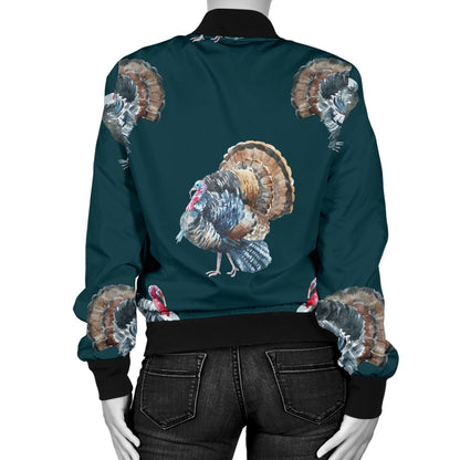 Turkey Pattern Print Design 03 Women's Bomber Jacket