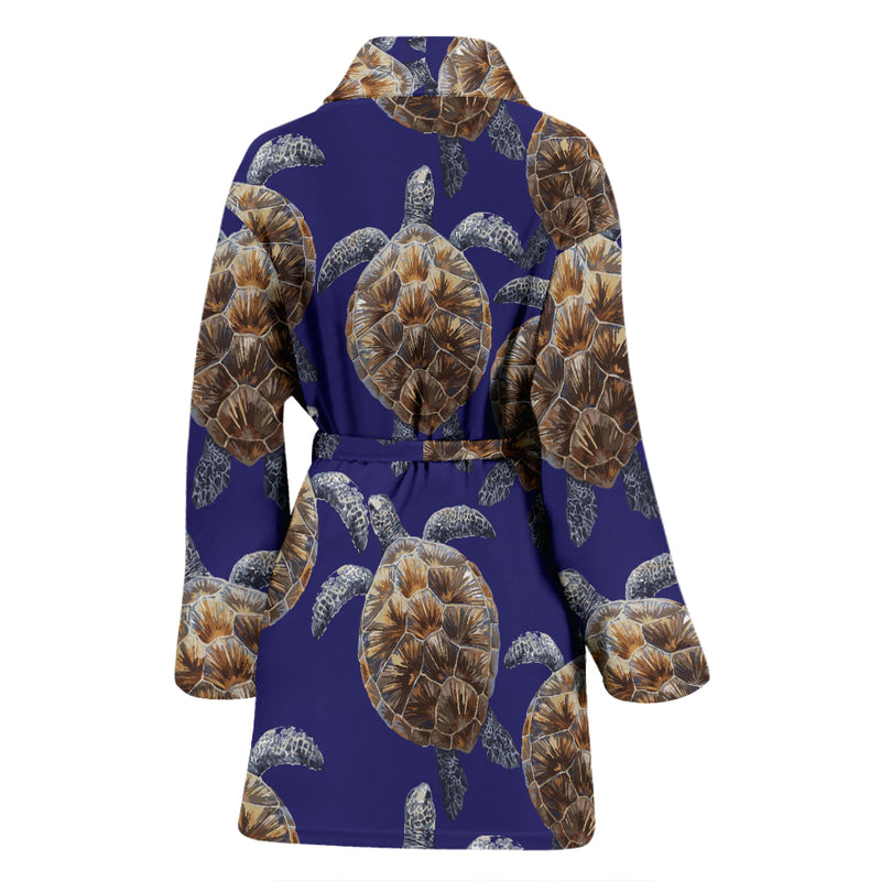 Sea Turtle Pattern Print Design T05 Women Bathrobe