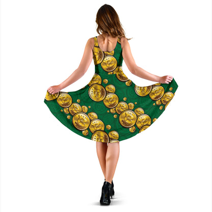 Bitcoin Pattern Print Design DO02 Midi Dress