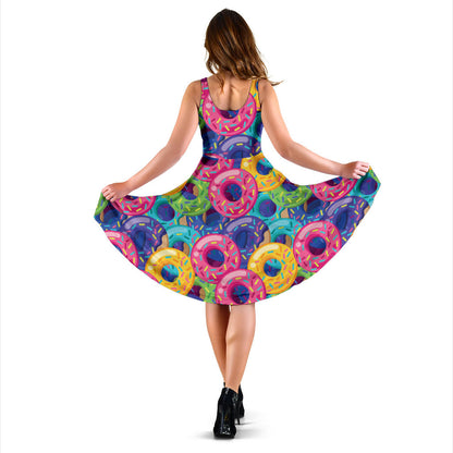 Donut Pattern Print Design DN010 Midi Dress