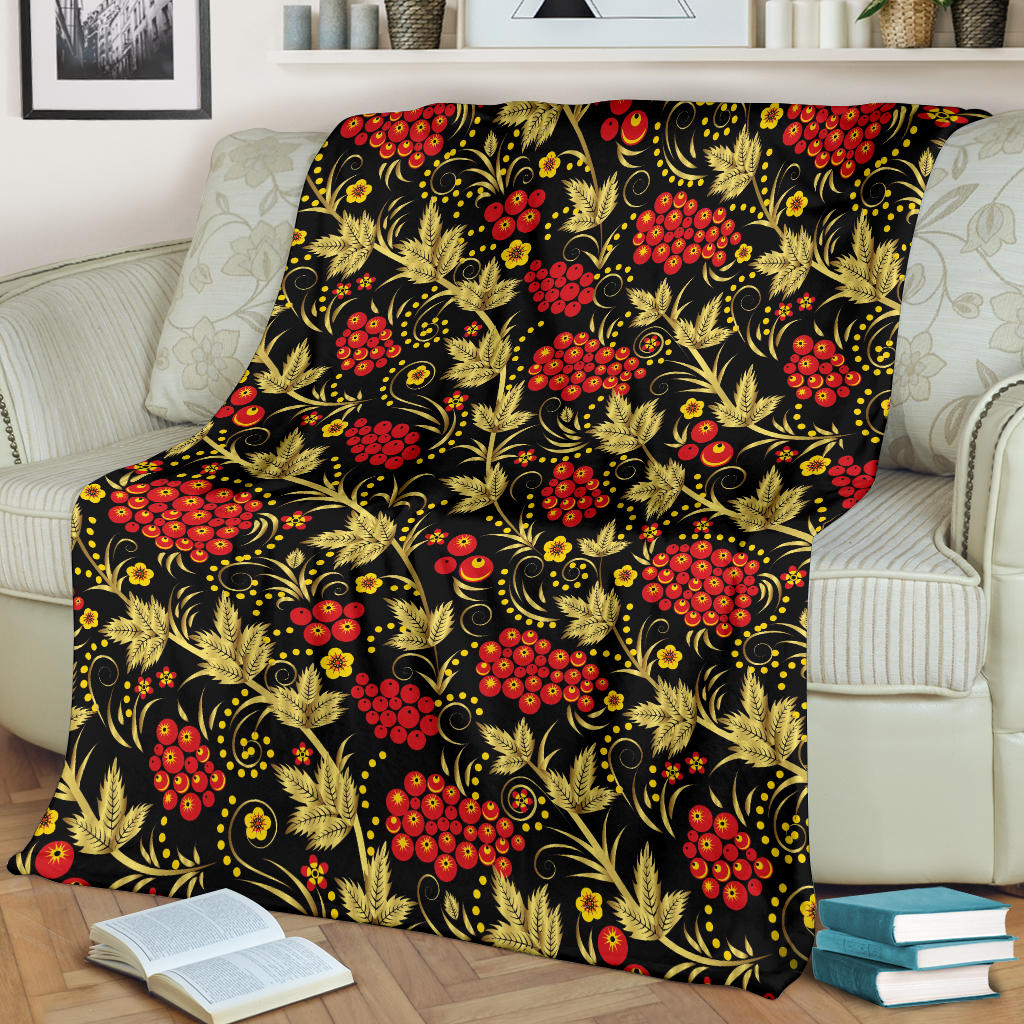Cranberry Pattern Print Design CB02 Fleece Blanket