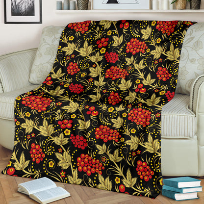 Cranberry Pattern Print Design CB02 Fleece Blanket