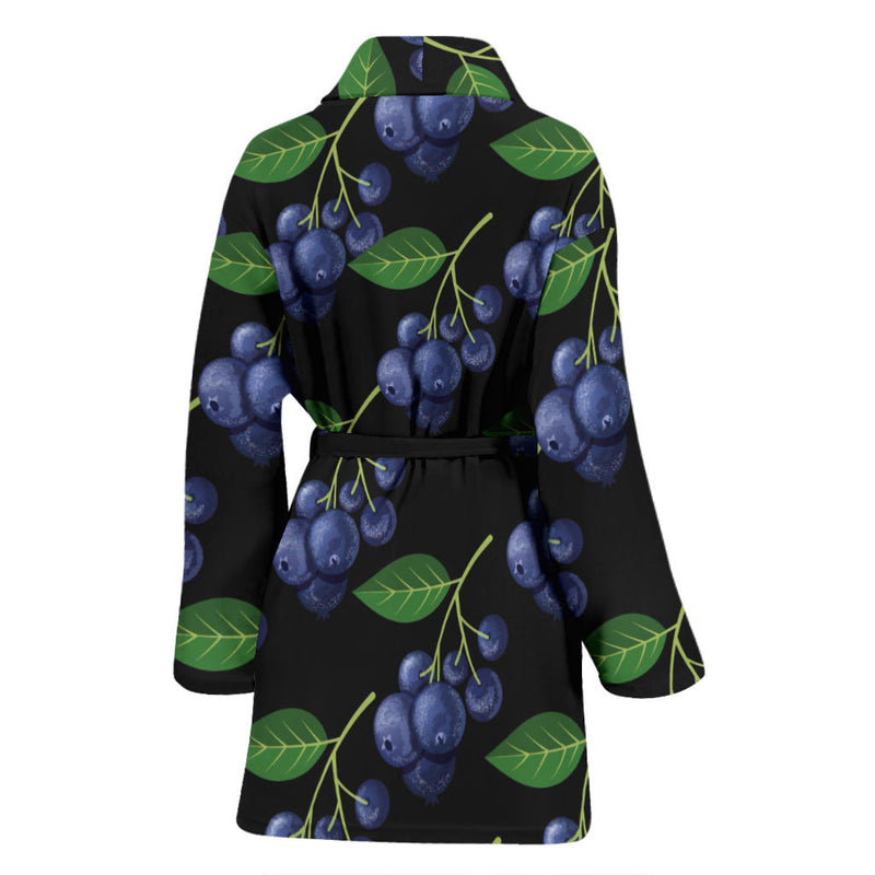 Blueberry Pattern Print Design BB01 Women Bathrobe