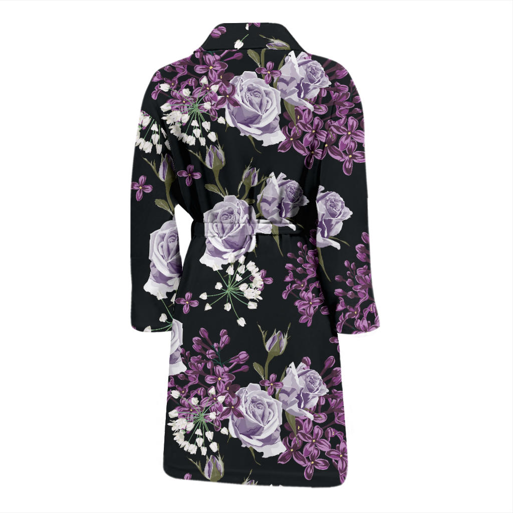 Lilac Pattern Print Design LI04 Men Bathrobe