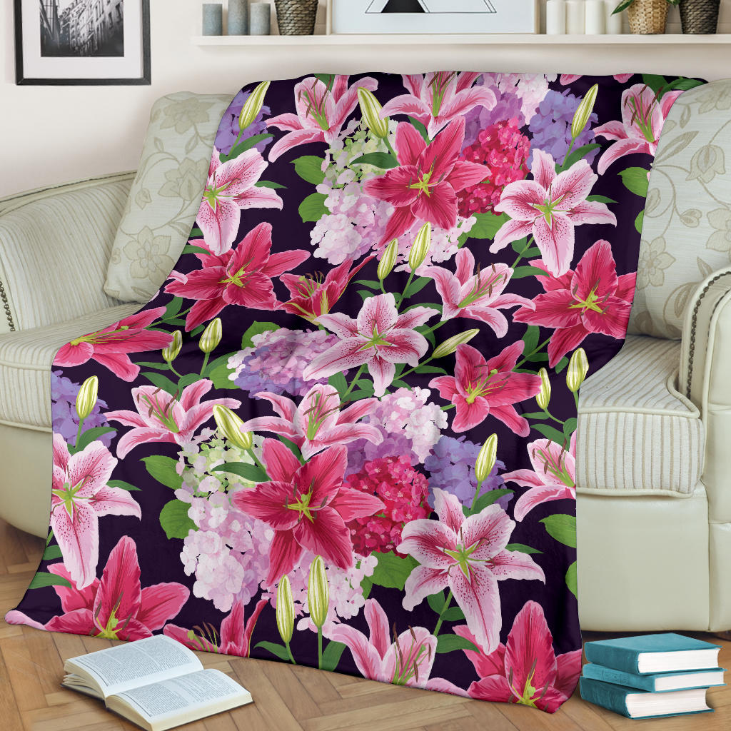 Lily Pattern Print Design LY017 Fleece Blanket