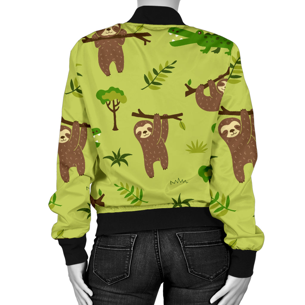 Alligator Pattern Print Design 04 Women's Bomber Jacket