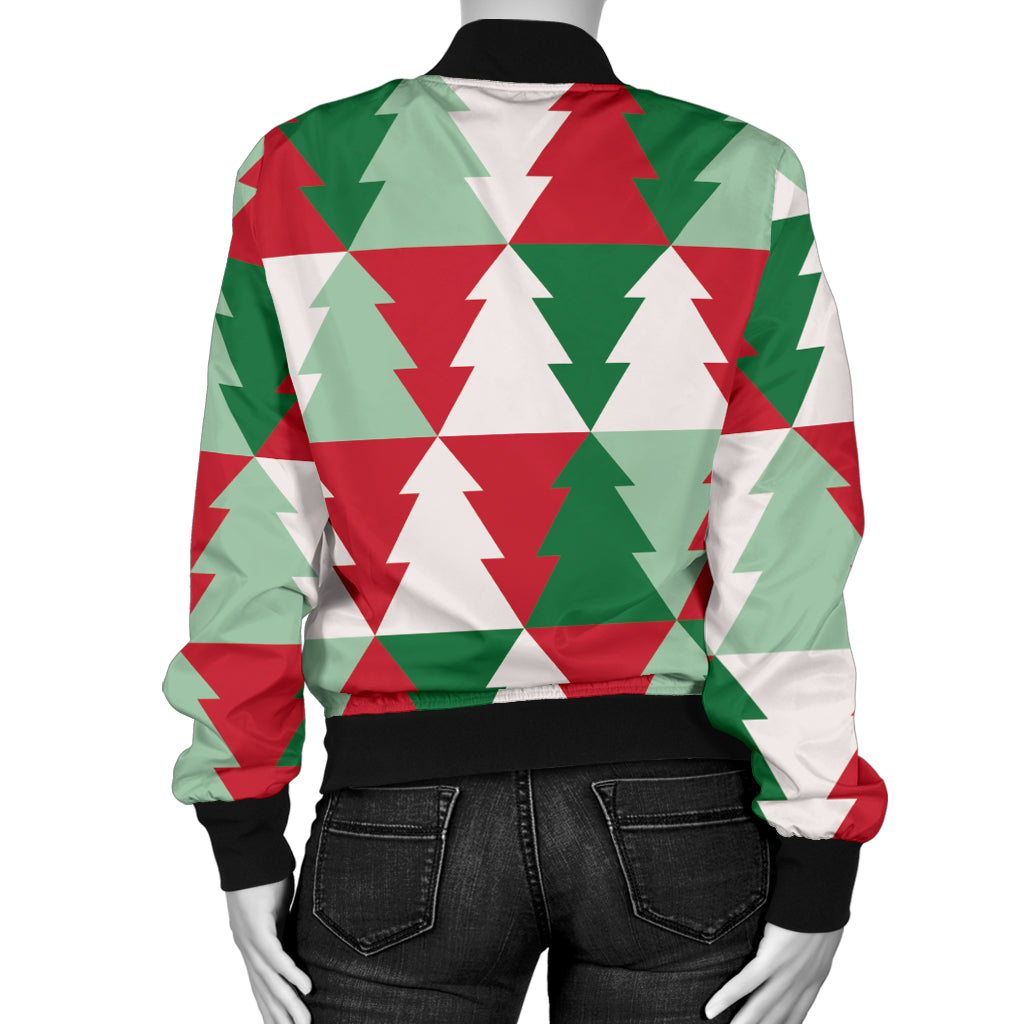 Christmas Tree Pattern Print Design 01 Women's Bomber Jacket