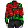 Red Hibiscus Embroidered Pattern Print Design HB032 Women Bomber Jacket