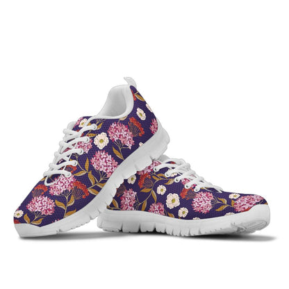 Hydrangea Pattern Print Design HD010 Sneakers White Bottom Shoes