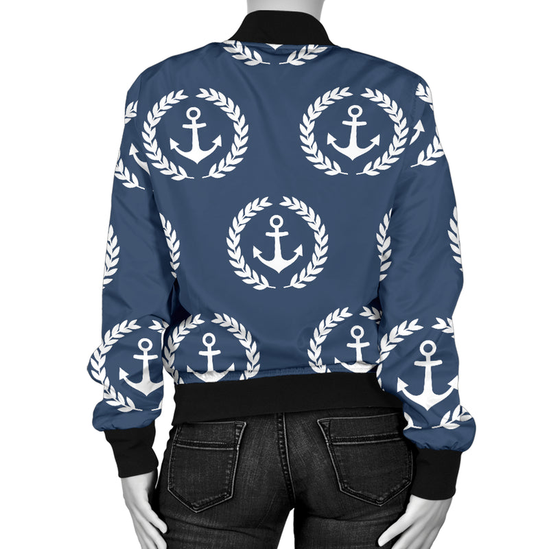 Anchor Pattern Print Design 04 Women's Bomber Jacket