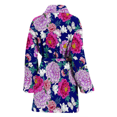 Dahlia Pattern Print Design DH013 Women Bathrobe