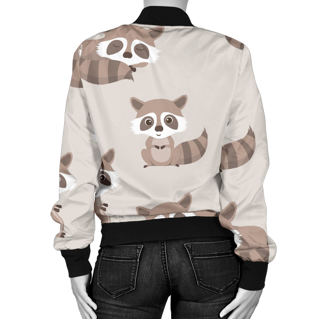 Raccoon Pattern Print Design A05 Women's Bomber Jacket