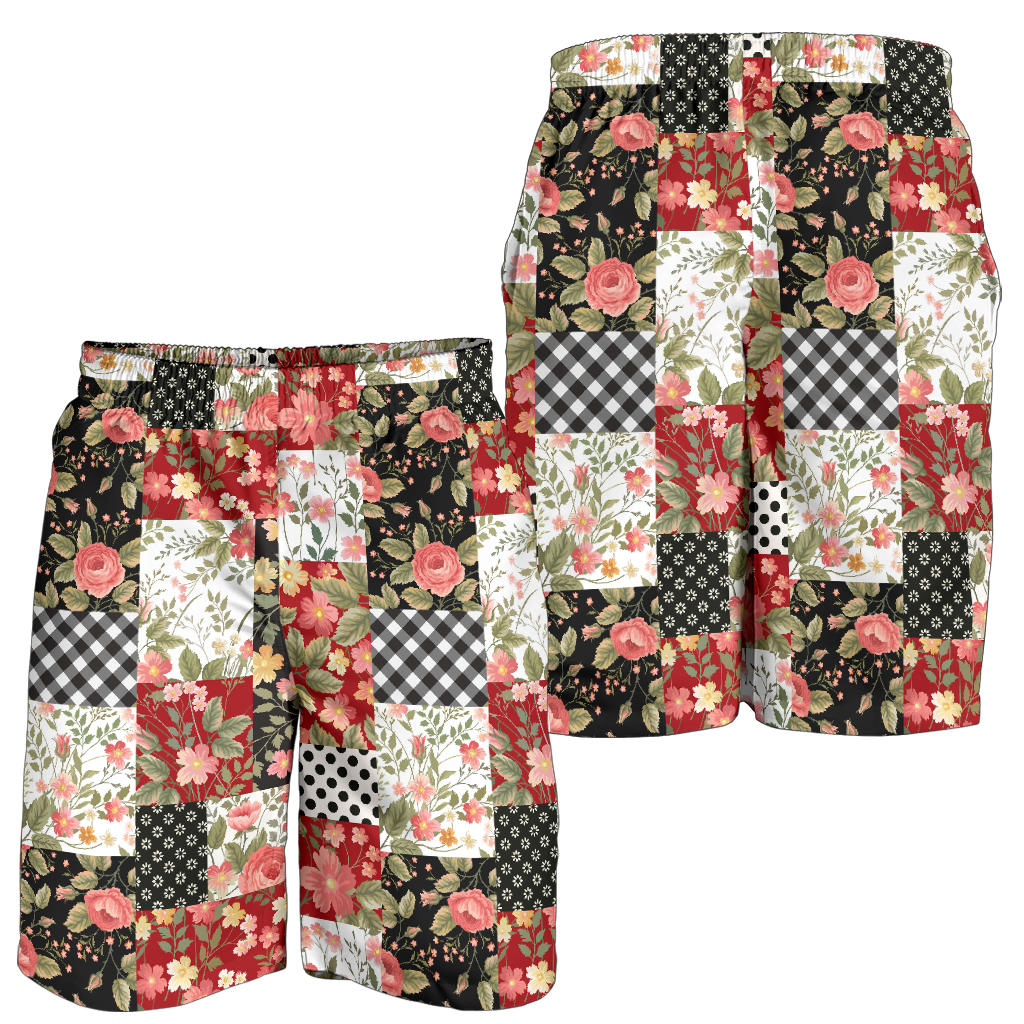 Patchwork Flower Pattern Print Design 03 Mens Shorts