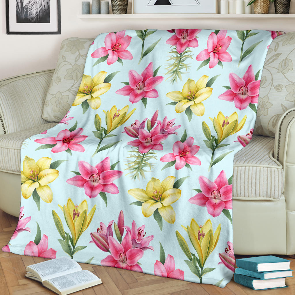 Lily Pattern Print Design LY010 Fleece Blanket
