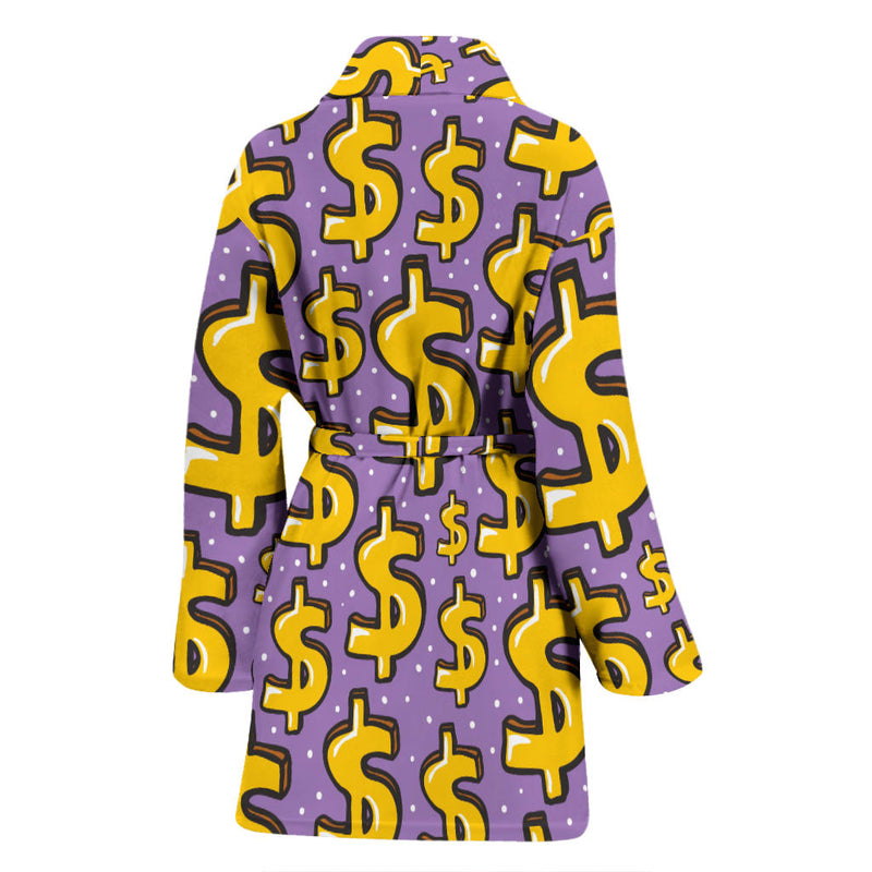 Dollar Pattern Print Design DO01 Women Bathrobe