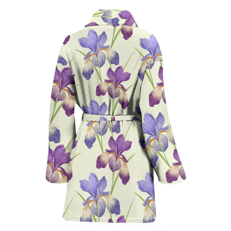 Iris Pattern Print Design IR08 Women Bathrobe