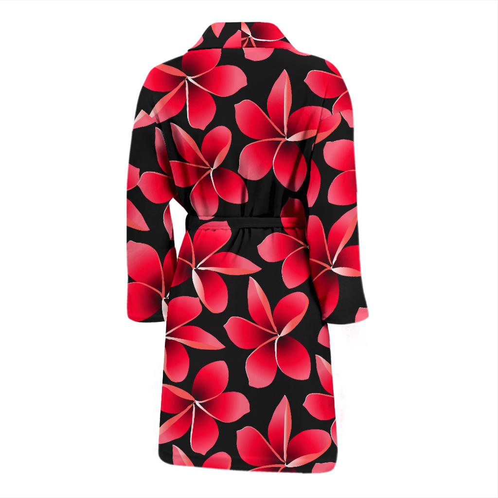 Red Plumeria Pattern Print Design PM025 Men Bathrobe